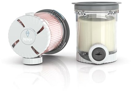 Ninja CREAMi Pints 2 Pack, Compatible with NC700 Series Swirl Ice Cream & Soft Serve Makers, BPA-Free & Dishwasher Safe, Grey Lids, XSK7PNTLD2, Plastic, Clear