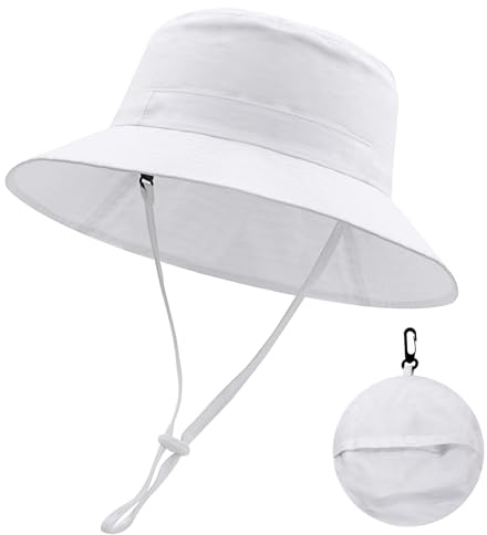 MK MATT KEELY Sommar Barnhatt Bomull Vikbar Solhatt Baby Unisex Solhatt Hav Fiskare Solskydd, Vit, 1-3 anni