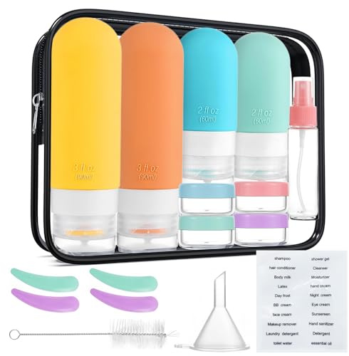 17 PCS Flacon Voyage Silicone, Kit Voyage Produit Toilette Contenant Voyage