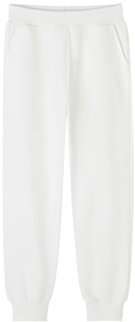 HahaNice Boys' Trousers Elasticated Waist Cotton Joggers for Kids Tracksuit Bottoms Boys Off-White 10Y