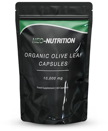 Olive Leaf Extract - 10,000Mg - 60 Capsules - Extra Strength - 20% Oleuropein - Non-GMO Formula - 2 Month Supply - Powerful Antioxidant - Great for Heart, Skin and Immune System