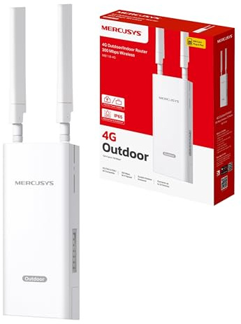 Mercusys MB118-4G Router 4G LTE Exterior/Interior, WiFi N 300 Mbps, hasta 150 Mbps con Tarjeta SIM, Resistente al Agua IP65, PoE, Ideal jardín, terraza o Zonas Rurales