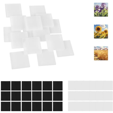16 Pezzi Set di Calamite Frigorifero Fai Da Te, 5x5cm Quadrate Acrilico Magneti da Frigorifero con Retro Adesivo per Creazioni Fotografiche Personalizzate Cucina Ufficio Aula Casa Decorazioni