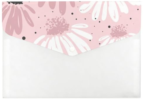 Beaux portefeuilles A4 en plastique transparent à motif floral rose, dossiers A4, dossier journalier, fournitures scolaires, dossiers avec bouton-pression, porte-documents pour l'école, le bureau, la