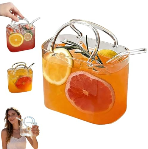 Genérico Vaso Con Forma De Bolso, 26 Oz. Vasos Únicos Con Diseño De Bolso Y Asa Integrada. Originales Y Adorables Jarrones Decorativos Con Forma De Cartera, Ideales Para Cócteles (1 piezas)
