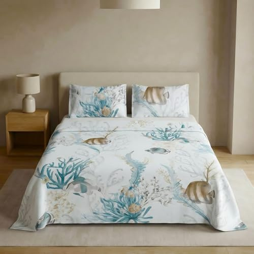 IL BOTTEGONE Completo Lenzuola Matrimoniali, 100% Cotone, Set 4 Pezzi con Lenzuolo Sopra, Sotto con Angoli e 2 Federe, Stampa Digitale HD, Stile Contemporaneo, Dis.08