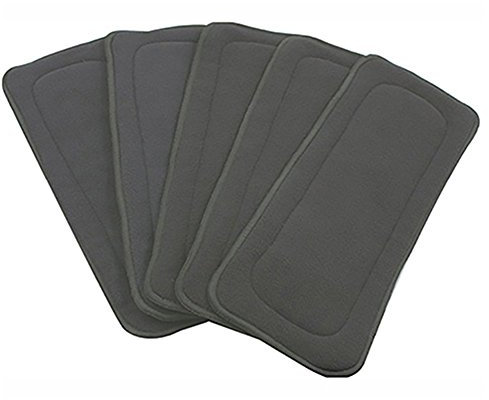 Brussels08 5 Schichten waschbar wiederverwendbar Bambuskohlefaser Baby Windel Einlage fügt, Bambus Baumwolle, 14 cm x 35 cm, 1 Stück, Größe Small