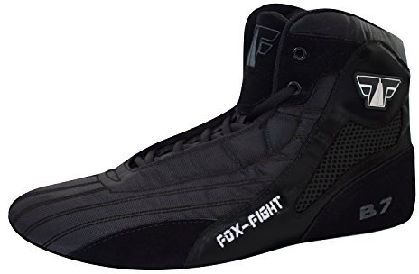 FOX-FIGHT B7 Sambo Kampfsport Schuhe | Wildleder Sohle | für Damen und Herren | Atmungsaktiv Flexibel | Ringerschuhe | Athletik Fitnesschuhe Mattenschuhe | 43 / Black B7