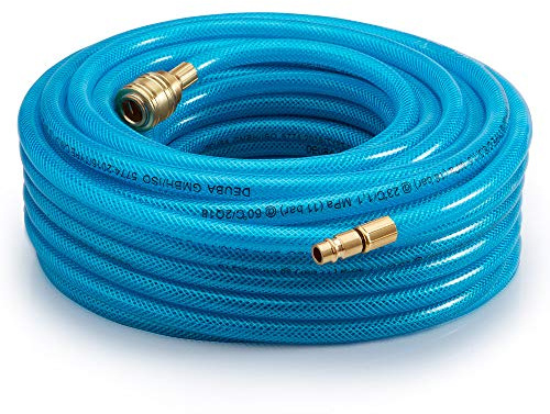 Tuyau à air comprimé 15m résistant max 15 bar raccord rapide 1/4' épaisseur 3mm tuyau pour appareils pneumatiques bricolage atelier Bleu