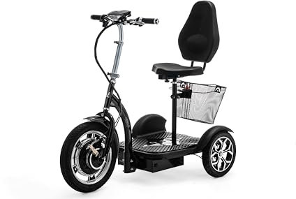 VELECO ZT16-3 Wheeled Mobility Device - Easy to manouver - Big Wheels - Removable Shopping Basket - Small Turning Circle (Black)