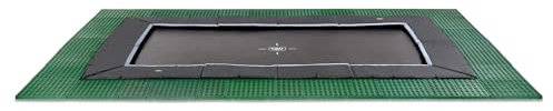 EXIT Toys Dynamic Rundes Groundlevel Trampolin - ø427cm - Mit Fußschutzsystem - Mit Freezone Sicherheitsfliesen - Extra Lange Sprungfedern - Rostfrei - Trampolin für Kinder - Schwarz