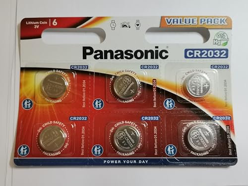 Panasonic Blister Lithium-Knopfzellen, CR2032, 6 Stück