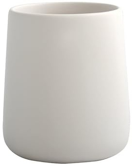 MSV - Gobelet en Céramique Maonie 300 ML - 8,5x8,5x10cm - Accessoire Pratique et Esthétique pour Votre Salle de Bain - Facile à Nettoyer et particulièrement résistant à l'humidité - Blanc Mat