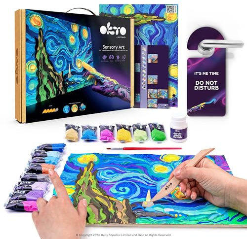 Okto Art Kit | Arts & Crafts DIY Painting with Modeling Clay Kit for Painting Painting Kits for Adults for Home Decoration | Air Dry Clay for Adults | Arts and Crafts Gifts, Blue