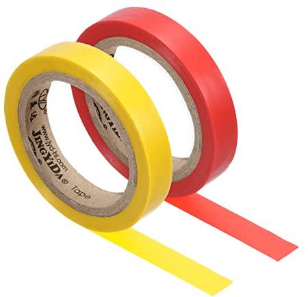 PATIKIL 26Ft Grip Finishing Tape, 2 Pack PVC Racquet Finishing Tapes Racket Accessories Sticky Seal for Tennis Badminton, Red/Yellow