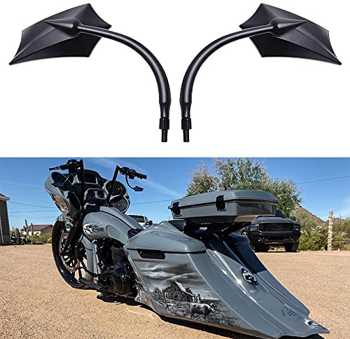 goodfitment - Black Irregular Shape Motorcycle Mirrors,Upgrade Rearview Motorcycle Mirrors With M8 10 Screws Compatible with Harley Yamaha Kawasaki And More