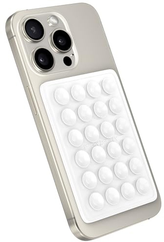 StickyGrippy Suction Phone Case Mount, Silicon Adhesive Phone Accessory for iPhone and Android, Hands-Free Fidget Toy Mirror Shower Phone Holder, Tiktok Videos and Selfies (White)