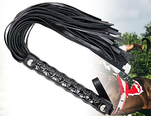 ZoeTekway Schwarz Leder Peitsche Pferd Schneebesen mit Fransen Gerte für Pferd Springen Rennen Pferd das tägliche Training