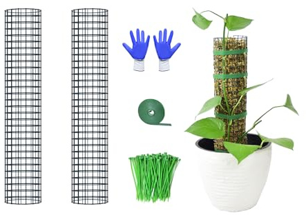 HOLANHING 2-pack mossstång, 38 cm mossstänger för växter, monstera, stapelbar sphagnum mossstång för växter, växtstänger för klätterväxter arbete med sphagnum mossa (2-pack 38 cm)