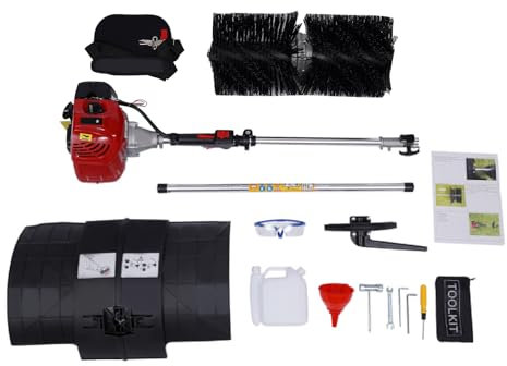 DSYOGX 2,3 CV 52 CC gasolina barredora de motor escoba eléctrica quitanieves quitanieves empujador manual para césped artificial, limpieza de calles