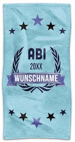 Print Royal PR Personalisiertes Handtuch - ABI mit Name und Jahr selbst gestalten - Abitur bestanden Geschenke, ABI Abschlussgeschenk | Fotohandtuch 100 x 50 cm