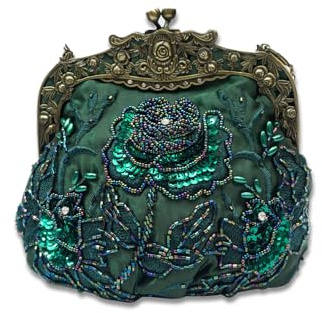 CORIOS Vintage 1920s Cuentas Bolsa de Noche Clutch con Floral para Mujer Embrague de Lentejuelas Bolso de Boda Bolsos de Fiesta Elegante Bolso de Hombro para Fiesta de Graduación Banquete Verde