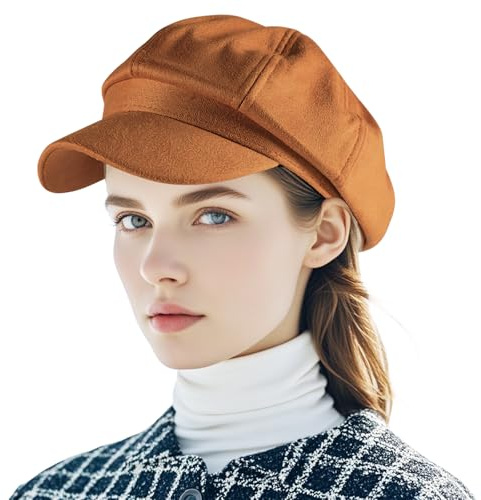 Yoolhamy Newsboy Hut für Damen, Vintage, klassisch, achteckig, Cabbie Cap, verstellbar, modisch, Sonnenschutz, Visierhüte