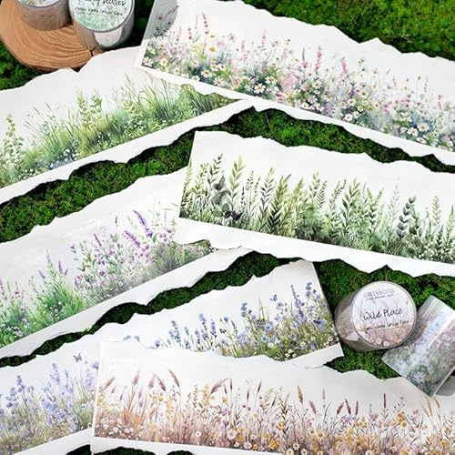6 rullar klistermärken för scrapbooking, bullet journal-tillbehör, gräs PET Washi-tejp, dekorativa klistermärken för journaltillbehör, fotoalbum, dator