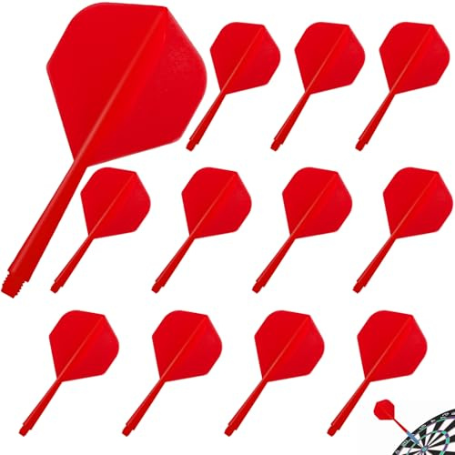Pyroclasia 12 unids Dartflights con ejes Stabil dardos Accesorios Fusión Vuelos Dart Flyer con eje integrado Vuelos fijos plástico eje eje sistema de vuelo Kombi(2BA) (rojo)