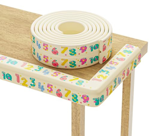 Lonlown Edge Protector for Baby 6.5ft Soft Protective Foam Cushion Furniture Edge and Corner Guards Baby Child Proofing Cartoon Digital Pattern Odorless Safe for Table,Fireplace,Countertop