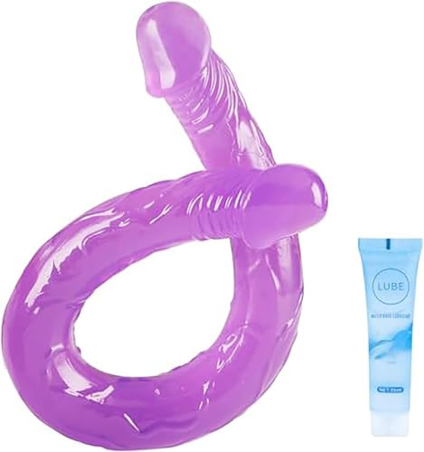 17.7in Lover Luxe Double-Ended Dildo Waterproof Jelly Double Dongs Realistic Dildo Penis Cock Anal Butt Plug Massager G-Spot Stimulation Orgasmic Adult Sex Toys for Women Men Purple - XL