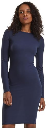 Urban Classics Ladies Rib Dress Donna Miniabito Blu Navy S 77% Poliestere, 19% Viscosa, 4% Elastan