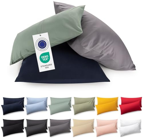 Blumtal Jersey Kissenbezug 70x90 im 2er Set - Oeko-TEX zertifizierte Kopfkissenbezüge 70x90 aus 100% Baumwolle - weiche Kissenhülle für Kissen 70x90 cm mit Reißverschluss - Anthrazit