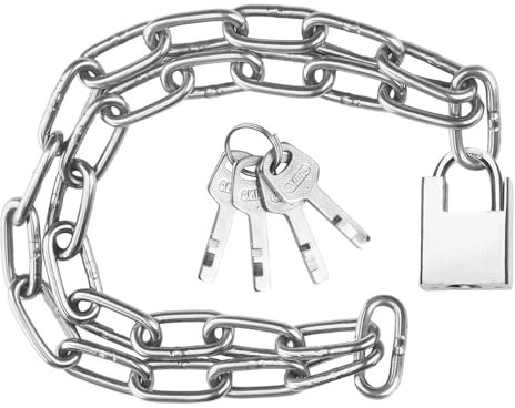 6MMx50CM Padlock and Chain, 304 Stainless Steel Chain Link High Security Chains Bike Chains Lock for Motorbike Bicycle Scooter and Doors Theft Protection