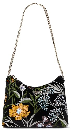 GUESS Zalina Top Zip Shoulder Bag, Borsa a Tracolla Donna, Multicolore, Nero, Taglia Unica