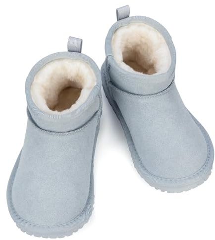 Mishansha Enfant Bottines d'hiver pour Garçon Fille Bottes de Neige Antidérapant Chaussures Chaud Fourrure Doublé Gris GR.27
