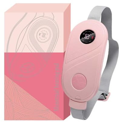 Masajeador vibrador inalámbrico con cinturón de calor, almohadilla térmica para calambres menstruales, terapias térmicas ajustables para espalda y abdomen, portátil para el hogar, cama, oficina