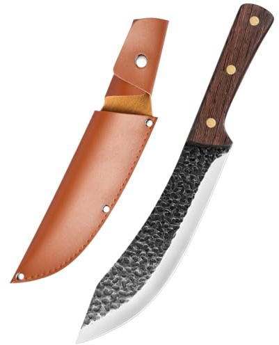 MDHANDD 30cm Ausbeinmesser - Hochcarbonstahl Klinge mit 62° extrem scharfer Messer, Ergonomischem Griff, ideal für Fisch, Fleisch Entbeinen, metzgermesser mit Leder-Messerscheide.