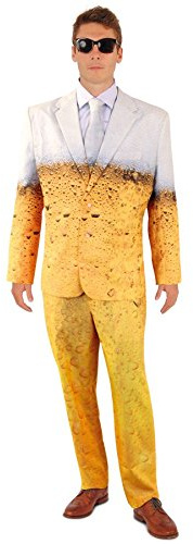 shoperama Divertido traje de cerveza con corbata para hombre, traje de chaqueta, pantalones, carnaval, fiesta, tamaño: 54