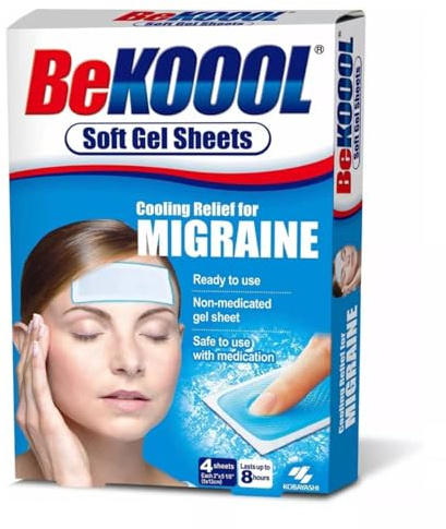 Be Koool Cooling Relief for Migraine, Soft Gel Sheets, 4 Sheets (Pack of 4)