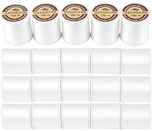 Lot de 20 fils de coton (blanc) - Fil à coudre polyvalent - Pour machine à coudre - 100 m par bobine - Plusieurs variantes