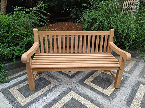 Emporium Furniture Garden Bench Outdoor Wooden Garden Furniture 4 seater Extra Large Salisbury Bench 100% Solid Teak Wood Benches for Parks, Balcony & Garden (3 Seater (150Wx73Dx 92Hcm))