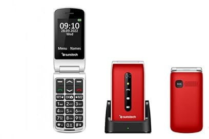 Sunstech CELT18, Teléfono Móvil para Mayores, fácil de Usar con Tapa, Teclas Grandes, Botón SOS, Pantalla de 2,4 Pulgadas, Llamada Rápida, Sonido Fuerte, Radio FM, 1100mAh Batería, Fácil Uso