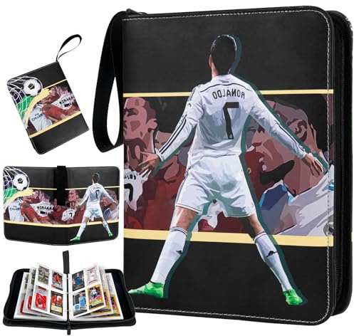 TAOPE Trading Card Binder with Sleeves for Football, 400 Cards Zipper Binder Card Holder Collectors, Album Folder Carrying Case with 50 Removable Sleeves 4-Pocket Sheets for Football Card Display