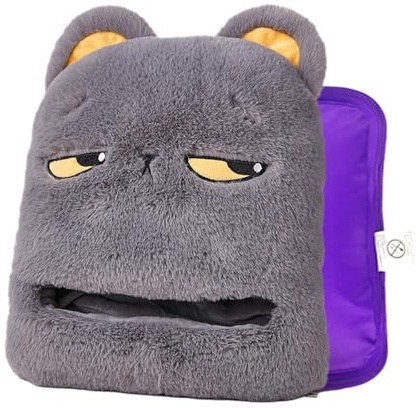 F Fityle Elektrisch beheizter Fußwärmer Winter-Fußwärmer USB-Warmfußgerät, Graue Katze