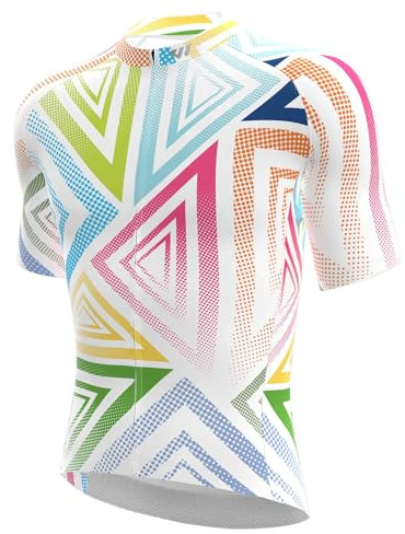 Wulibike Men's Cycling Jerseys Short Sleeve Bike Biking Shirts Full Zip with Pockets Road Bicycle Clothing White L