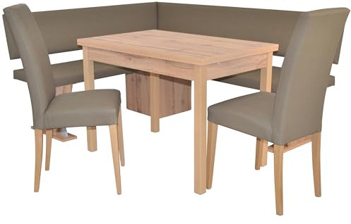 moebel direkt online 4tlg. Eckbankgruppe Schenkelmaß 150x182 cm Eckbank kurzer Schenkel Links, Taupe