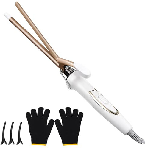 Rizador de Pelo Mini Diámetro 9MM, Tenacilla Ultra Fina Profesional para Ricitos Afro,e Temperatura de 120 a 220 °C, Revestimiento de Ceramic-Toumaline