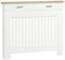 HOMCOM Cubreradiador de lamas antivuelco con cajón de almacenamiento, Cubreradiador de madera, 112x19x97 cm, Blanco