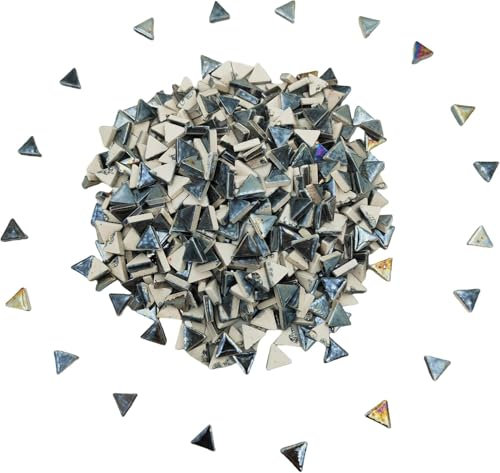 0,5 kg liksidig triangel keramiska mosaikplattor, 800 st iriserande mosaikplattor för mosaikhantverk, gör-det-själv-mosaik, handgjord hem- och utomhusdekor (regnbågssvart)